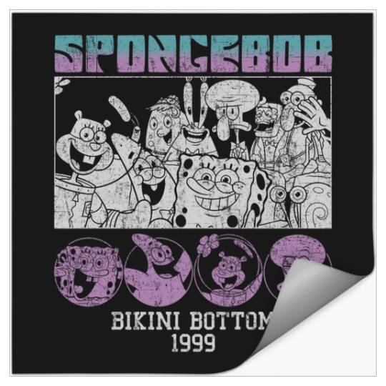 SpongeBob SquarePants Vintage Bikini Bottom Group Poster  : Bobs Burgers Family Shirt, Bobs Burgers Vintage Stickers