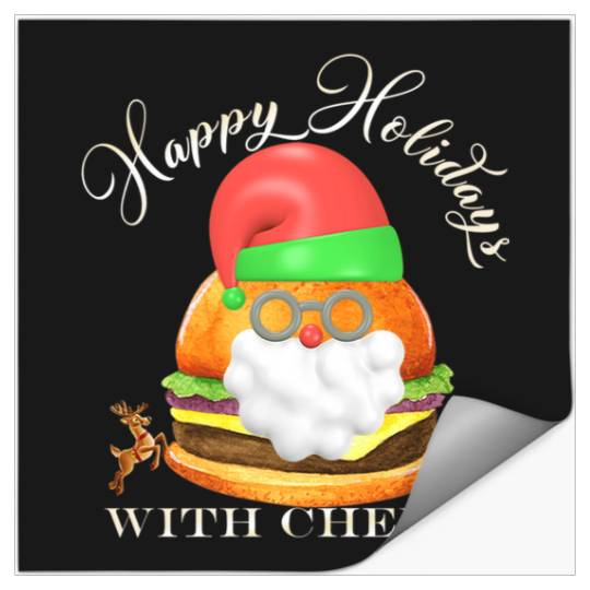 Happy Holidays With Cheese Christmas Cheeseburger  4: Bobs Burgers Family Shirt, Bobs Burgers Vintage Stickers
