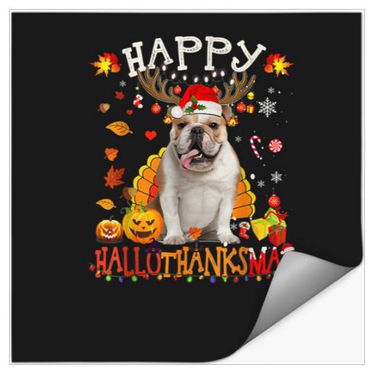 Bulldog Dog Happy Hallothanksmas Halloween Thanksgiving Xmas   2: Bobs Burgers Family Shirt, Bobs Burgers Vintage Stickers