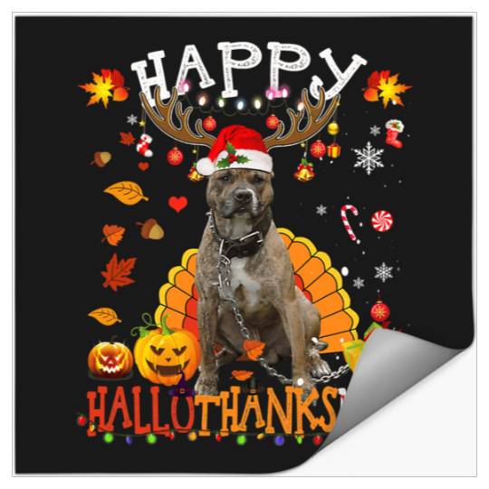 Pitbull Dog Happy Hallothanksmas Halloween Thanksgiving Xmas  : Bobs Burgers Family Shirt, Bobs Burgers Vintage Stickers