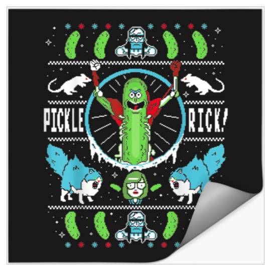Festive Cornichon Rick Rick! - Rikk  M0rty  : Bobs Burgers Family Shirt, Bobs Burgers Vintage Stickers