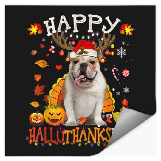 Bulldog Dog Happy Hallothanksmas Halloween Thanksgiving Xmas   1: Bobs Burgers Family Shirt, Bobs Burgers Vintage Stickers