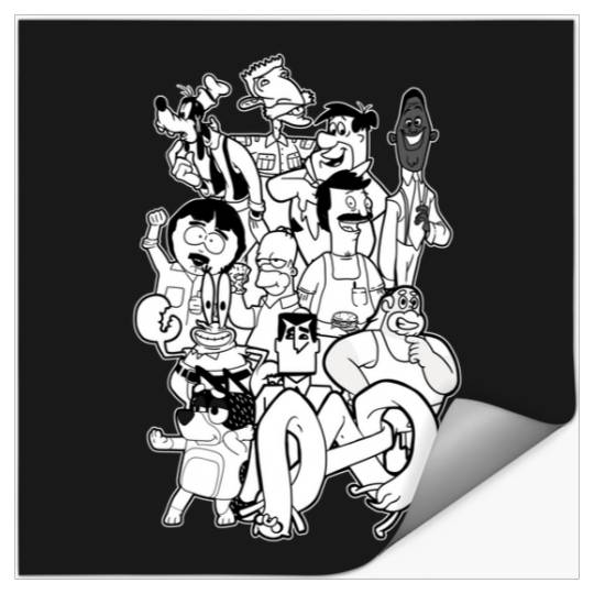 Cartoon Dads Art  Fathers Day Dad Daddy Funny Meme TV Film Tattoo Linework Lineart Black Happy Daughter Son First Fan  : Bobs Burgers Family Shirt, Bobs Burgers Vintage Stickers