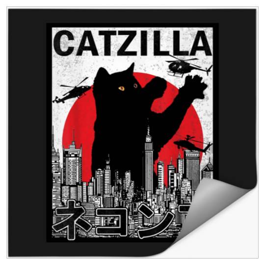 Catzilla Vintage Sunset Poster  : Bobs Burgers Family Shirt, Bobs Burgers Vintage Stickers