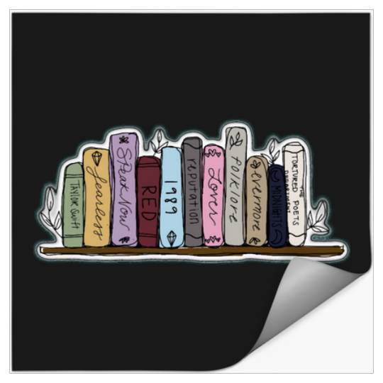 Discover Taylor albums on bookshelf Stickers