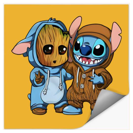 Disney Groot and Stitch Friends Funny Stickers