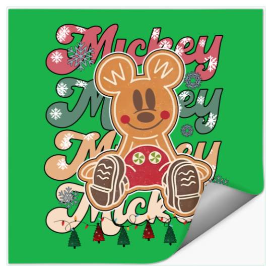 Disney Matching Christmas Stickers, Vintage Mickey Gingerbread Stickers, Mickey Christmas
