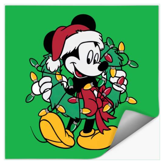 Disney Mickey Mouse Christmas Lights, Christmas Wreath Stickers