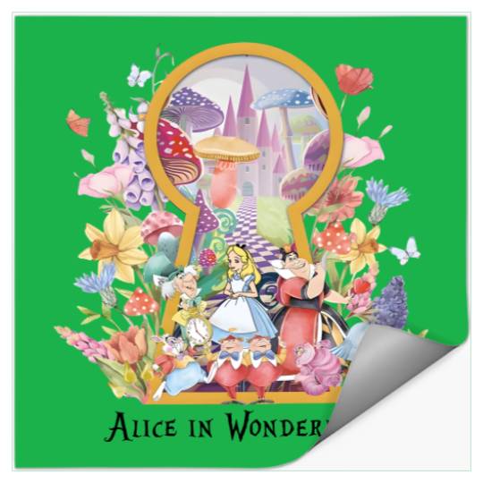 Alice In Wonderland Water Color  Stickers,Retro Disney Stickers, Disney World Stickers,Disney Movie Stickers, Disneyland Trip Stickers