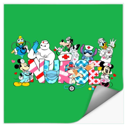 Disney Nurse Characters Stickers, Disney Nurse Stickers, Nursing School Student Gift, Nurse's Day 2023 Stickers