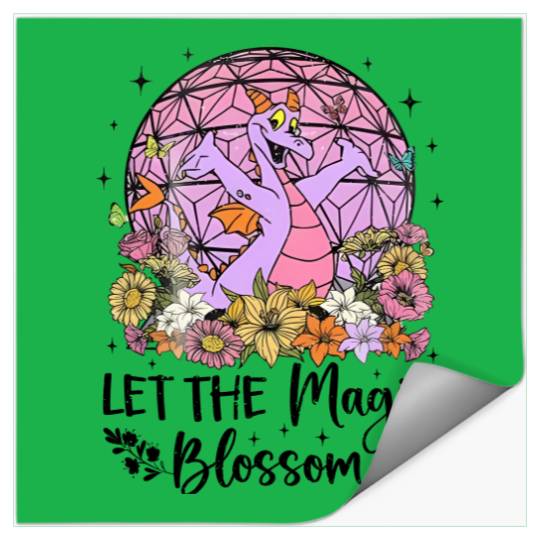 Disney Figment Dragon Stickers, Magic Blossom Stickers, Purple Dragon Stickers