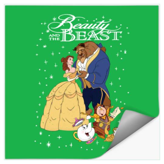 Retro Disney Beauty And The Beast Classic Title Logo Portrait Stickers, Magic Kingdom WDW  Stickers Family Birthday Gift