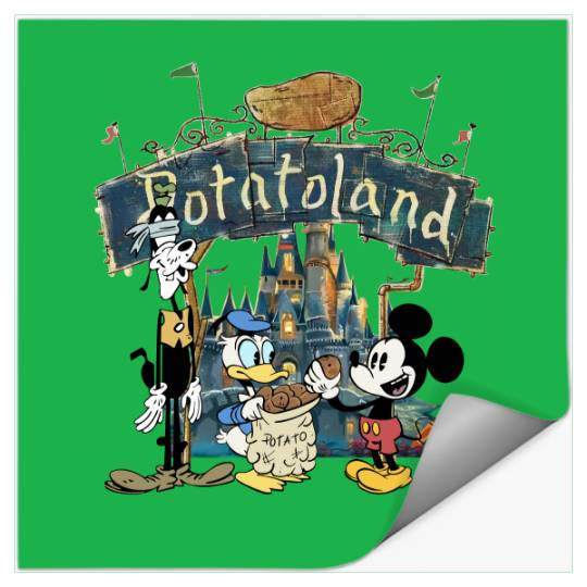 Mickey Mouse Donald Goofy Disney Castle Welcome To Potatoland Stickers