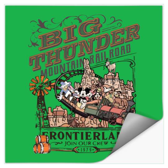 Vintage Disney Big Thunder Mountain Railroad Stickers | Funny Mickey & Friends Stickers | The Wildest Ride In The Wilderness Stickers