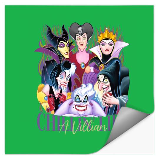 Chillin Like A Villian Stickers, Disney Villians Halloween Villains The Evil Tour Stickers