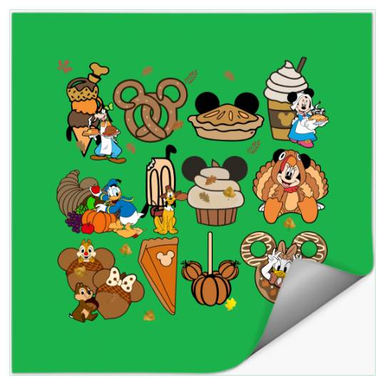 Disney Thanksgiving Stickers, Disney Fall Vibes Stickers, Mickey Mouse Pumpkin Drink Stickers