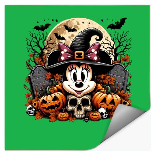 Minnie Mouse Halloween Stickers, Minnie Pumpkin Stickers, Disney Spooky