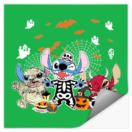 Stitch Scream Holding Balloons Color Stickers, Disney's Lilo And Stitch Halloween Stickers
