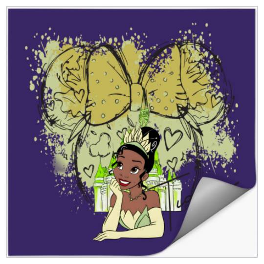 Tiana Princess Stickers, Watercolor Disney Castle Stickers, Disney Princess Stickers,