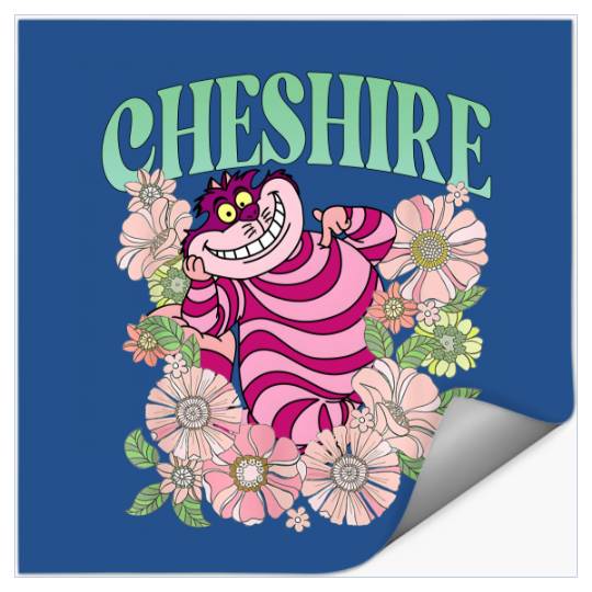 Retro Cheshire Cat Floral Stickers, Alice In Wonderland Stickers, Disney Cats Stickers
