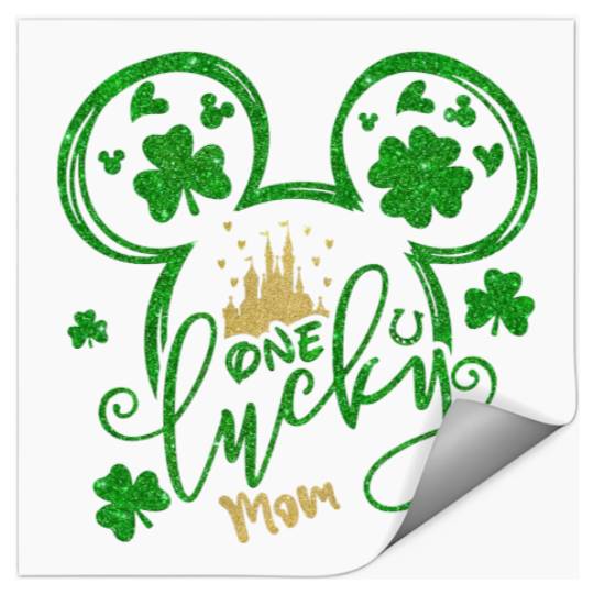 One Lucky Mom Stickers, Disney Mom Stickers, Disney St Patricks Day Stickers