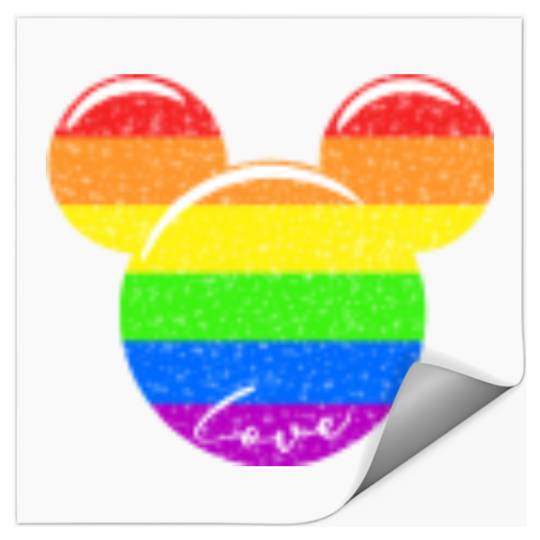 Disney LGBT Couples Matching Stickers, Mickey Rainbow Head Stickers