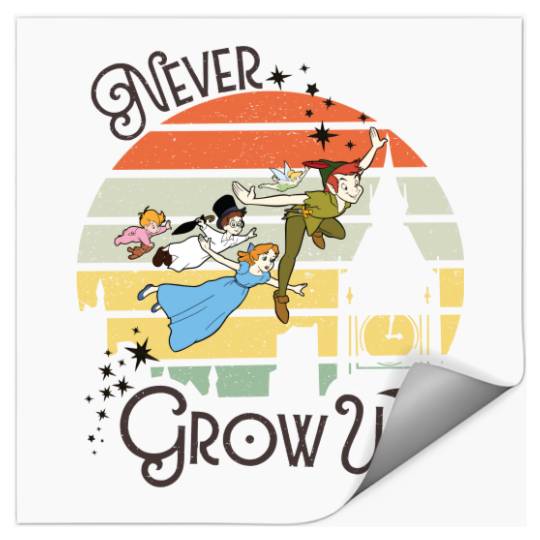 Never grow up vintage Disney Stickers, Peter Pan Vintage retro Stickers, Disney trip 2023 Stickers