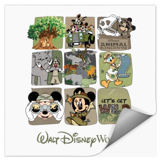 Disney Animal Kingdom Stickers, Vintage Animal Kingdom Stickers, Mickey Safari Stickers