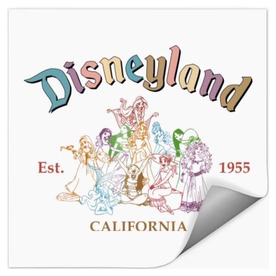 Disneyland Princess Stickers, Vintage Disney Princess EST 1955