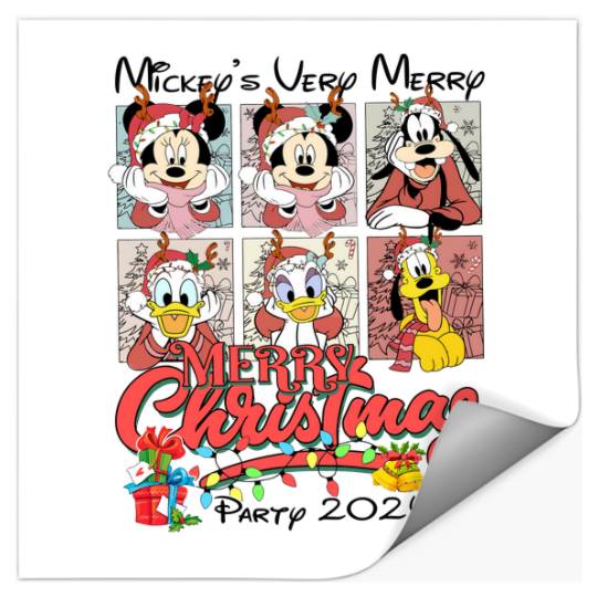 Vintage Disney Mickey and Friends Merry Christmas, Mickey and Friends Christmas Lights, Mickey's Very Merry Christmas Party 2024 Stickers