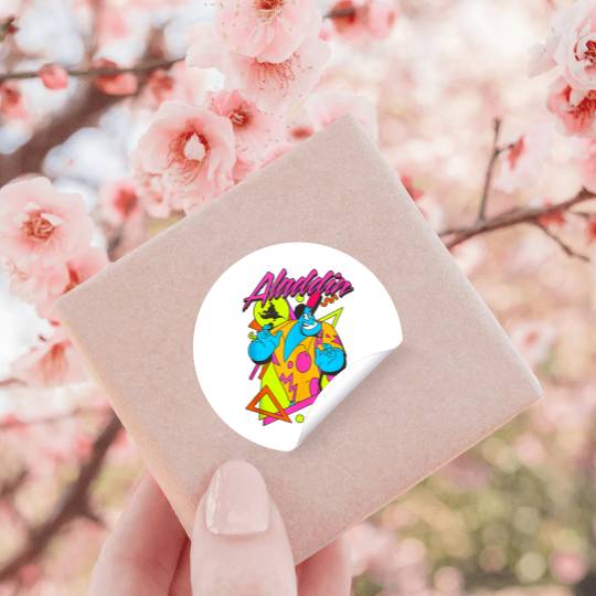disneys Aladdin Genie 90's Style Neon Portrait Stickers