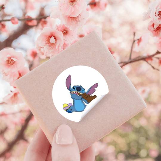 Disney Stitch Eats Chocolate Bunny Easter Stickers