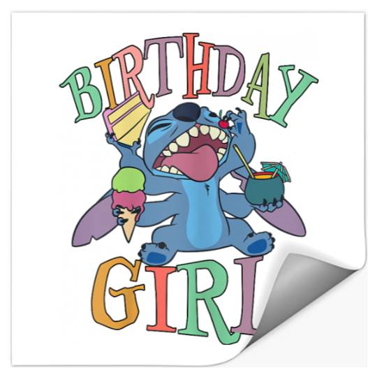 Disney Lilo Stitch Birthday Girl Retro Snacking Stitch Stickers