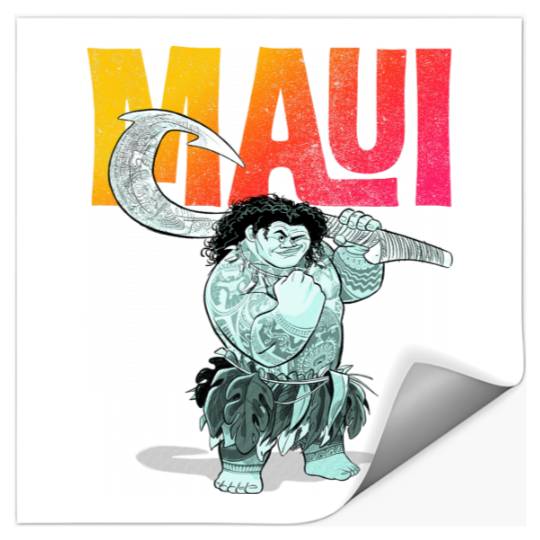 Disney Moana Maui Gradient Text Tough Pose Portrait Stickers